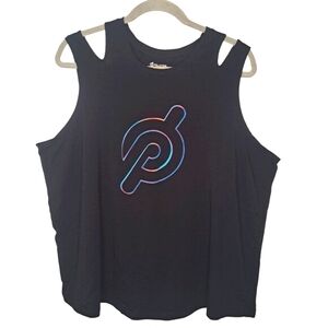 Peloton Black Strappy Graphic Tank Top Plus Size 2X